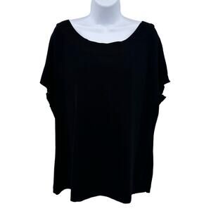 Talbots Black Ribbed Knit Short Sleeve Dress Shirt Blouse Womens Plus 2X Stretch